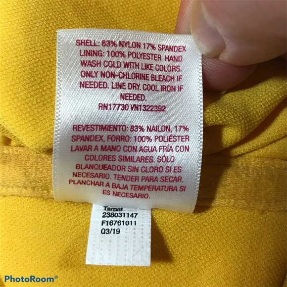 Xhilaration Womens Size D/DD Swim Bandeau Bikini Top Ribbed Yellow Missing Strap - Picture 6 of 11